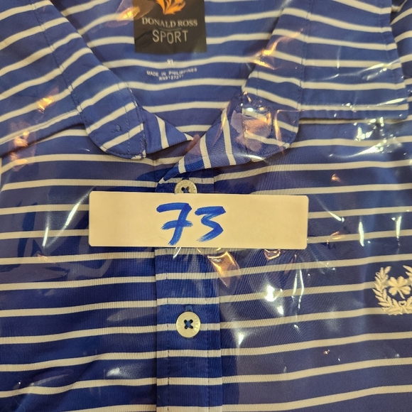 Donald Ross Sport Polo Shirt Mens XL Blue Striped Performance Stretch Breathable - Picture 9 of 9